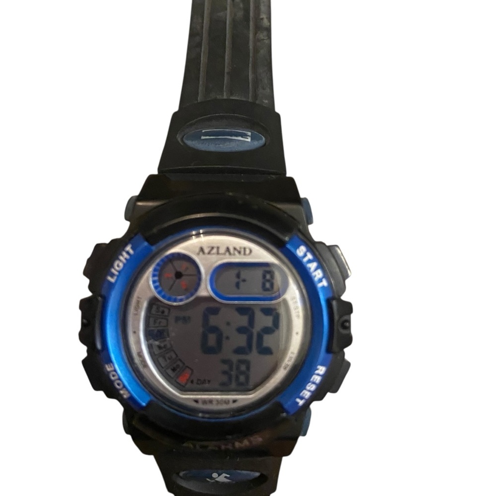 Azland Digital Sports Watch 3 Alarms 30M Water Resistant Black Blue KW009-A